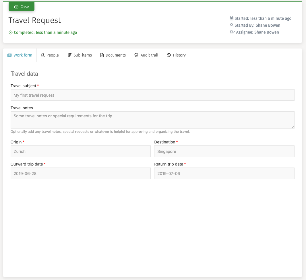 Case work form