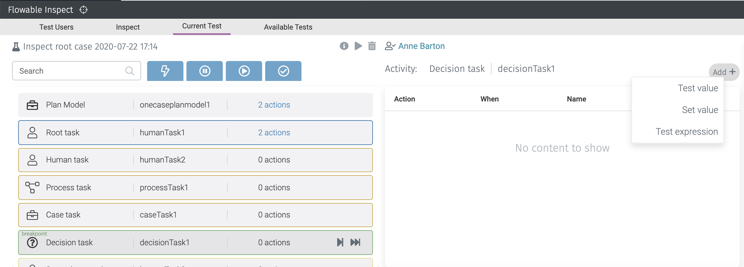 14 test action menu