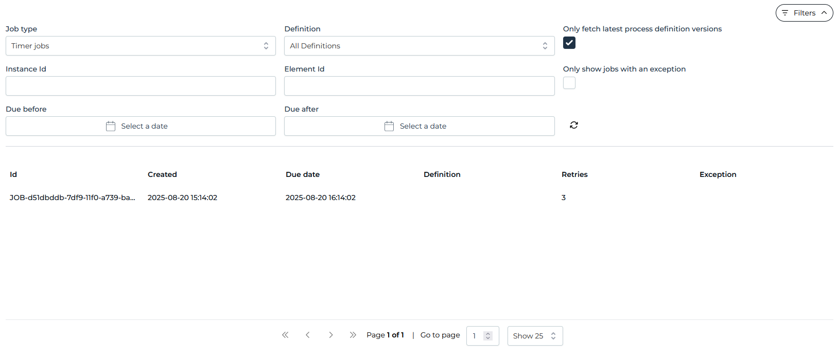 task jobs view