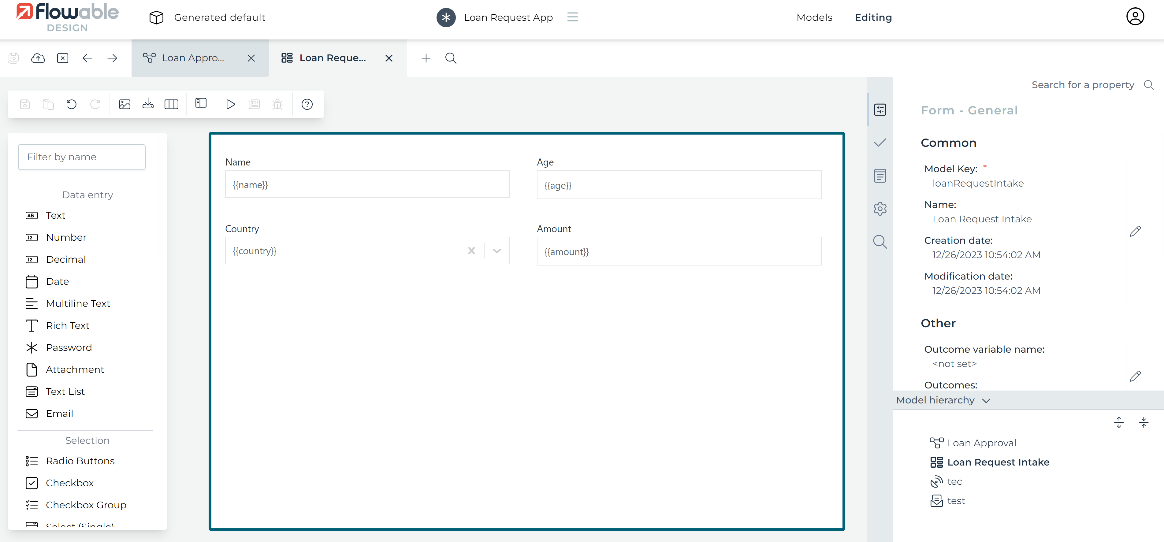 create intake form